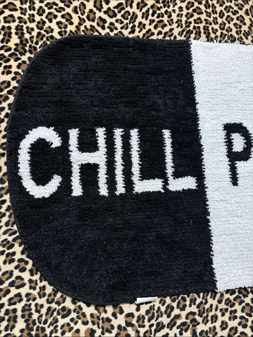 CHILL PILL 🖤🤍Bath Mat Rug Black White Dorm Home Funny Cute Decor Mental Health
